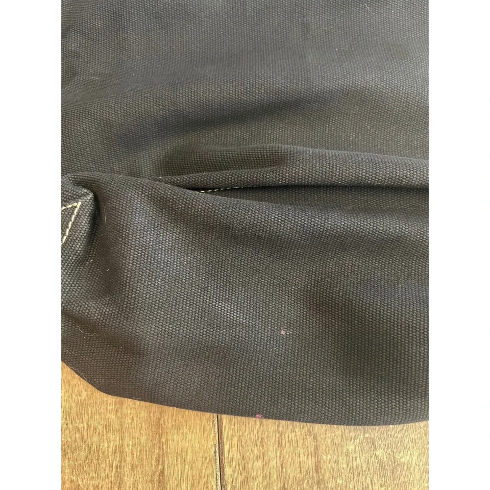 Kate Spade New York Canvas Tote Bag Black With Green Handles Bold Logo Chic